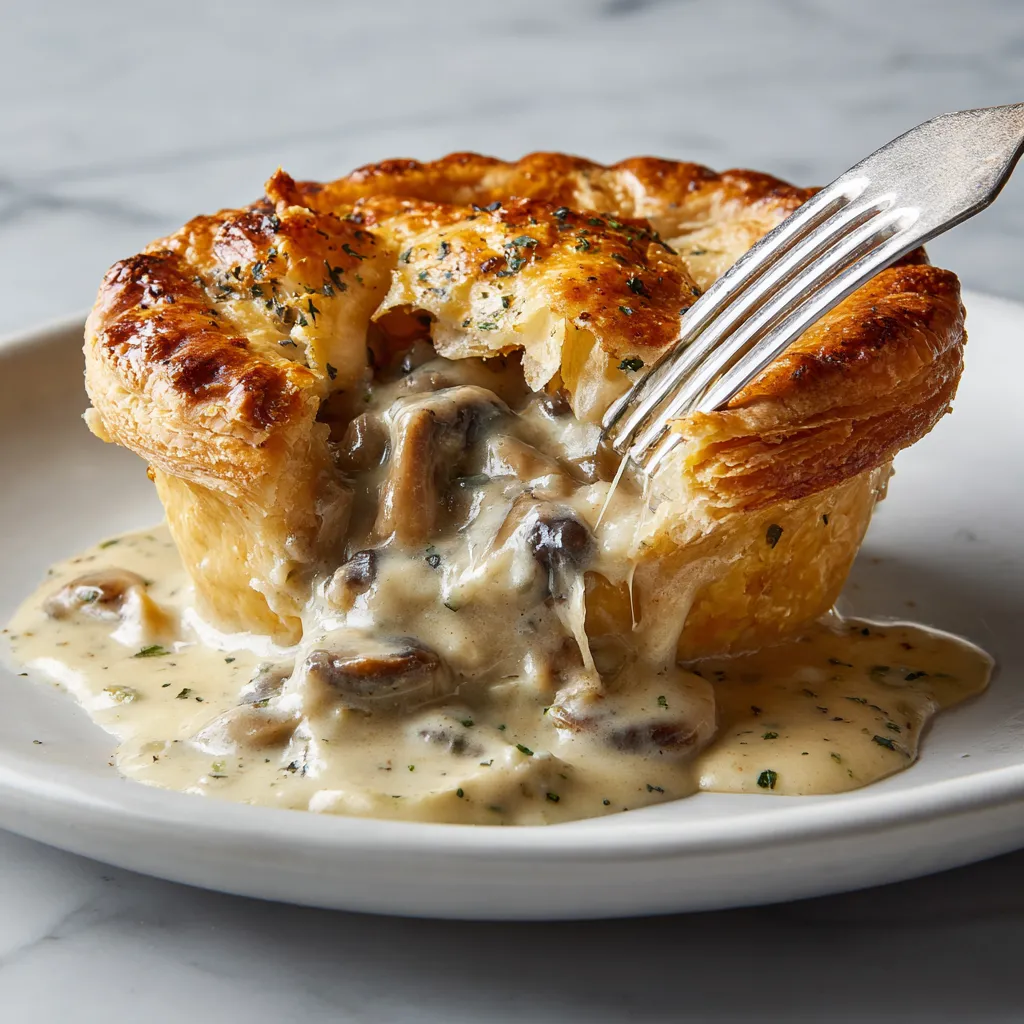 Mini Mushroom & Gruyère Pot Pies with Creamy Herb Filling and Flaky Puff Pastry Crust - main view